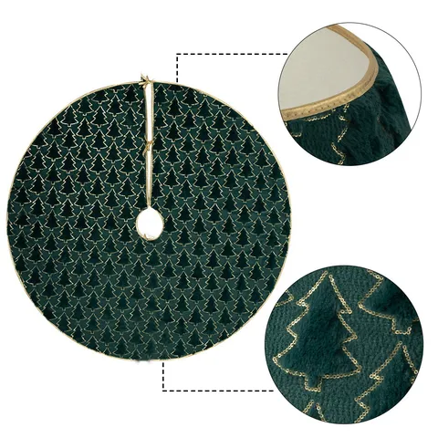 Weihnachtsbaum Plüschrock Kunstpelz Baumdecke Dekoration Besticktes Goldmuster Weihnachtsbaum Basis Ornament Für Feiertage Zuhause Party