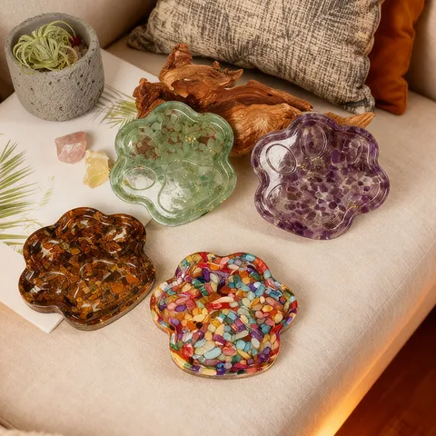 Natürlicher Kristallkies Harz Ablagefach Süße Katzenpfote Hundeknochen Form Schmuck Display Organizer Für Schreibtisch Dekoration