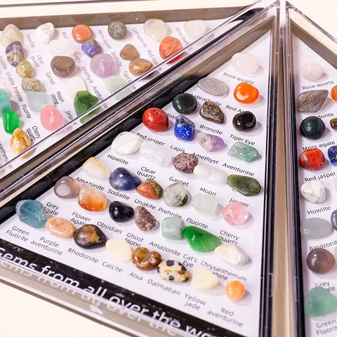 Natuurlijke Kristal Mineral Specimen Box Mini Amethist Ruwe Steen Edelsteen Agaat Collectie Driehoekige Rechthoekige Transparente Box Decor