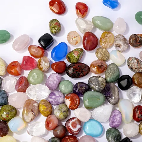 Natural Colorful Crystal Tumbled Stones Polished Mixed Gemstones For Fish Tank Landscaping Aromatherapy Diffuser Stone DIY Home Decoration