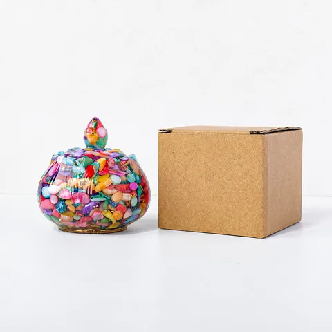 Cuenco de Loto de Piedra de Cristal Natural Con Tapa Incrustación de Pan de Oro de Resina para Almacenamiento de Joyas Sanación Limpieza Hogar Decoración Regalo