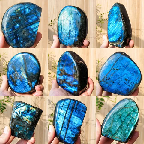 Natürlicher Blauer Blitz Labradorit Polierter Rohstein Unregelmäßige Form Home Office Desktop Dekor Mineralprobe Einweihungsgeschenk