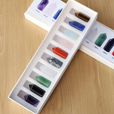 Natural Crystal Pillar Hexagonal Point Healing Stone Assorted Mineral Specimens Meditation Yoga Home Office Ornament Decoration