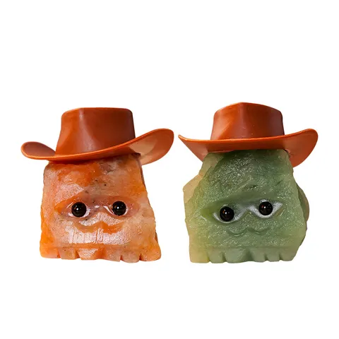 Natural Crystal Carved Cowboy Animal Mini Figurine Cute Quartz Healing Desktop Stones Ornament Creative Office Home Decor Accent Gift