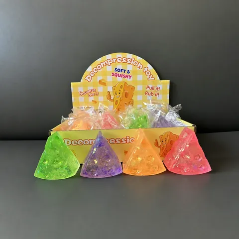 Slow Rebound Cheese Squishy Toy Cute Maltose Glitter Triangular Decompression Fidget Toy Stress Relief Toy Gift