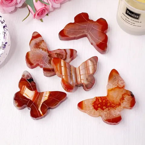Natürliche Achat Schmetterling Schnitzerei Kristallstein Handgefertigte Tierstatue Schreibtisch Ornament Für Zuhause Büro Tisch Deko