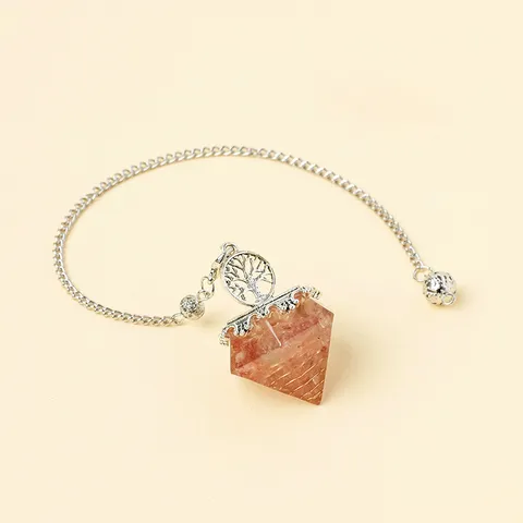 Ciondolo a Pendolo in Colonna Esagonale con Schegge di Cristallo di Resina con Catena in Metallo Albero della Vita in Lega Gioielli Geometrici Regalo per Donna Uomo