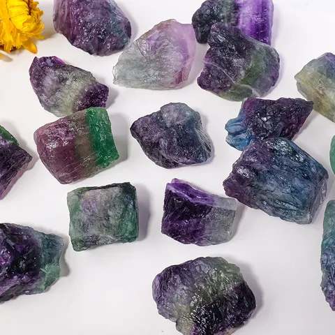 Natural Colorful Fluorite Raw Stones Crystal Purple Green Healing Stones For Aromatherapy Diffuser Aquarium Home Decor