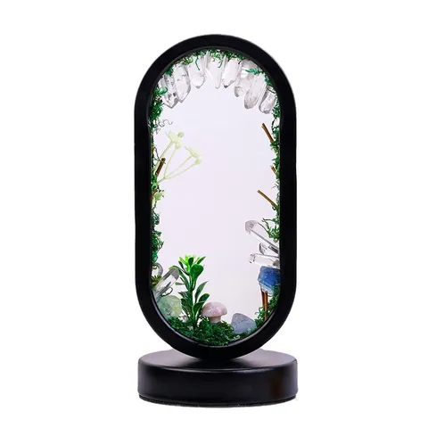 Natural Crystal Raw Stone Oval Forest Mushroom Night Light Bedside Atmosphere Lamp Desktop Ornament Home Decoration