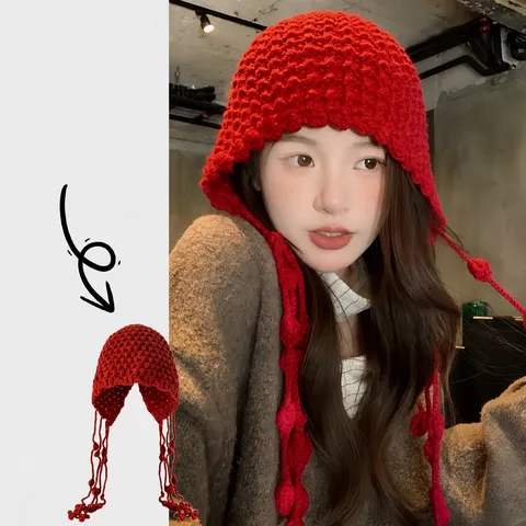 Vrouwen Winter Warm Gebreide Beanie Hoed Kwastje Pom Pom Sjaal Dop Casual Buiten Reizen Effen Kleur Mode Hoofddeksel