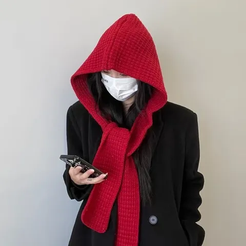 Damen Winter Warm Gestrickter Schal Mütze Set Einfarbig Verdickt Thermische Beanie Mütze Vielseitige Outdoor Mode Kopfbedeckung