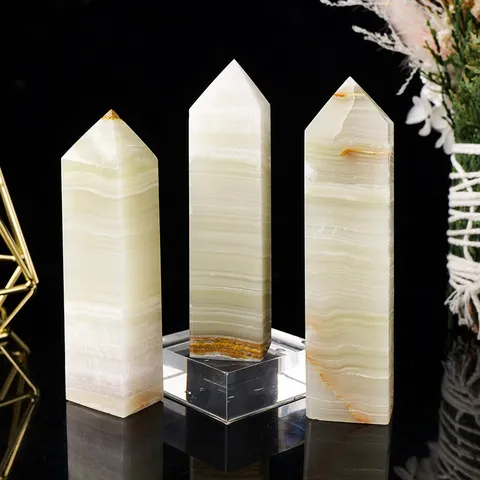 Natural Crystal Afghan Jade Four-Sided Pillar Polished Healing Stone Quartz Obelisk For Home Office Desk Decoration Ornament Gift