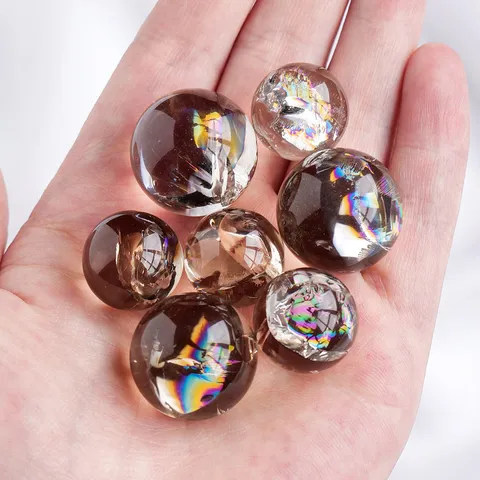 Sfera di Cristallo di Quarzo Fumè Naturale Arcobaleno Inclusione Sfera di Guarigione Feng Shui Casa Ufficio Decorativo Artigianato Ornamento Regalo
