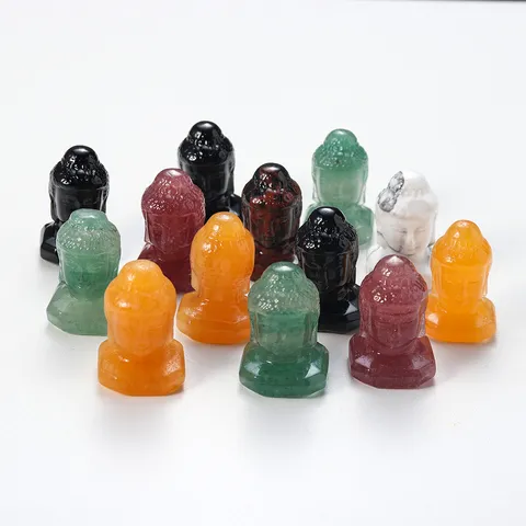 Natürlicher Bergkristall Geschnitzter Buddha Kopf Ornament Heilstein Edelstein Statuette Büro Zuhause Schreibtisch Deko Handwerk Figur Geschenk