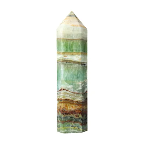 Natural Crystal Caribbean Quartz Hexagonal Single Point Obelisk Hand Polished Healing Stone Pillar Desk Home Office Decor Ornament Ornament Gift