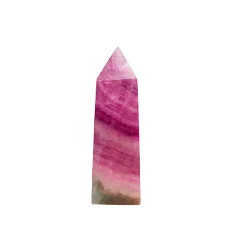 Natural Rainbow Fluorite Crystal Pillar Pink Purple Quartz Obelisk Point Pyramid Four Corner Column Mineral Wand Ornament Specimen