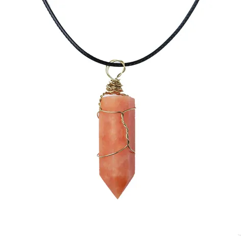 Naturkristall Hexagonales Prisma Anhänger Halskette Handgefertigt Drahtumwickelt Heilstein Schmuck Für Damen Herren Alltagsdeko