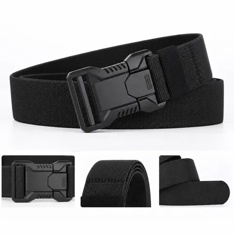 Men Tactical Belt Outdoor Military Training Casual Workwear Canvas Belt Alloy Quick Release Buckle Stretch Webbing Belt