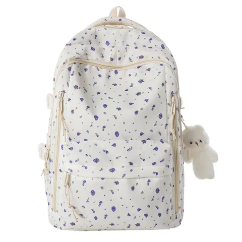Casual Nylon Floral Backpack Lightweight Large Capacity School Bookbag For Women College Students Travel Daypack