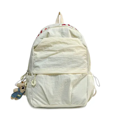 Casual Lightweight Commuter Backpack Large Capacity Nylon School Bookbag Simple Solid Color Daypack For Students