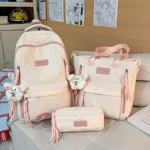 Casual Nylon School Backpack Large Capacity Travel Daypack Minimalist Bookbag For Students Teenagers