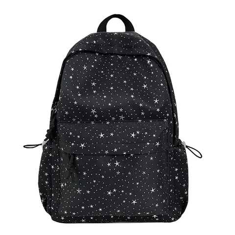 Women School Casual Nylon Backpack Star Print Large Capacity Bookbag With Cute Pendant Laptop Bag