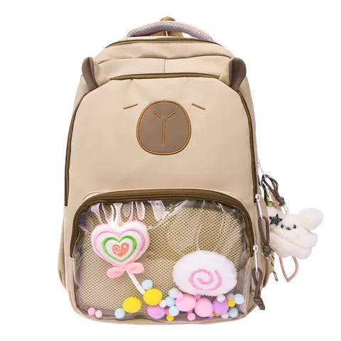 Transparent Pocket School Backpack For Teen Girls Students Cute Casual Large Capacity Bookbag Student Campus Bag