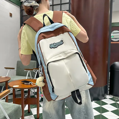 Nylon Casual Student Backpack Waterproof School Bookbag Simple Versatile Travel Daypack For Teen Girls Women