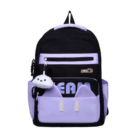 Women Casual Nylon Backpack Japanese Ins Style Cute Cat Ear School Bag Large Capacity Student Bookbag Daypack