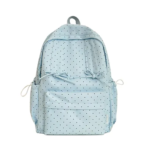 Japanese INS Style Polka Dot Nylon Backpack Cute Casual School Bag Large Capacity Nylon Bookbag For Women Girls