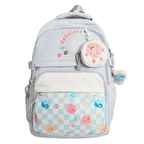 Japanese Casual Nylon Backpack Large Capacity School Bag With Cute Cartoon Print For Teenagers Students Daily Commute