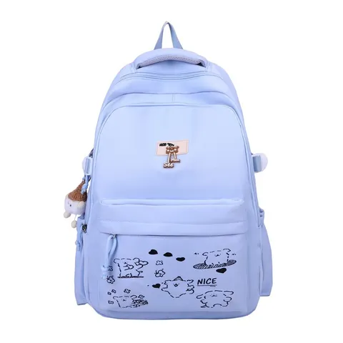 Casual Nylon Backpack For Women Teen Girls School Bookbag Lightweight Travel Daypack Cute Bear Print Casual Backpack