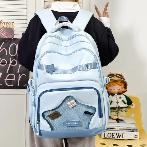 Zaino Scolastico per Bambini Carino Grande Capacità Nylon Viaggio Casual Borsa per Libri per Ragazze Studente Quotidiano