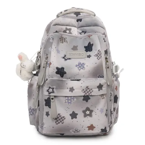 Women Casual Nylon Star Printed Backpack Student School Bag Lightweight Travel Daypack For Daily Use