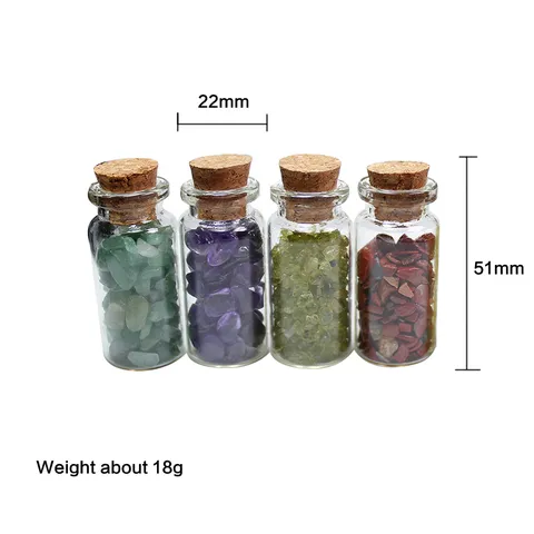 Natural Crystal Chips Wishing Bottle With Cork Stopper Glass Drift Bottle For Home Decor Healing Stone Collection Ornament Gift