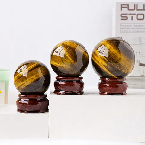 Natürliche Gelbe Tigerauge Kristallkugel Polierte Sphäre Heilstein Home Office Schreibtisch Ornament Dekorative Quarz Mineral