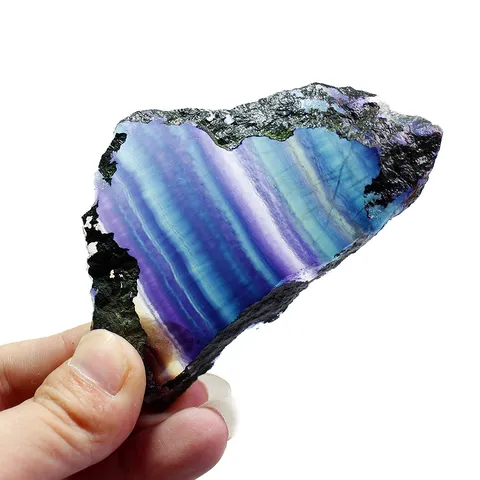 Fetta di Fluorite Arcobaleno Naturale Cristallo Cluster Campione Minerale Grezzo Lastra Rigata Lucida Per La Casa Ufficio Scrivania Decorazione Regalo