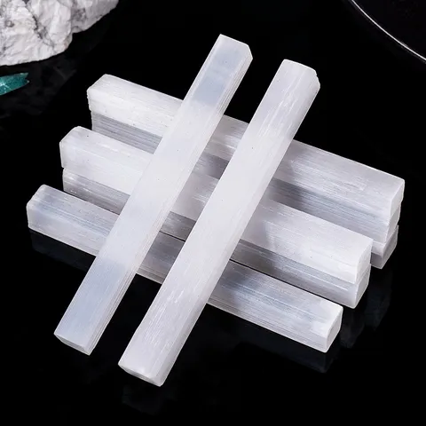 Natural Morocco Selenite Wand Translucent Gypsum Stick White Crystal Raw Stone Mineral Specimen Healing Reiki Home Decor