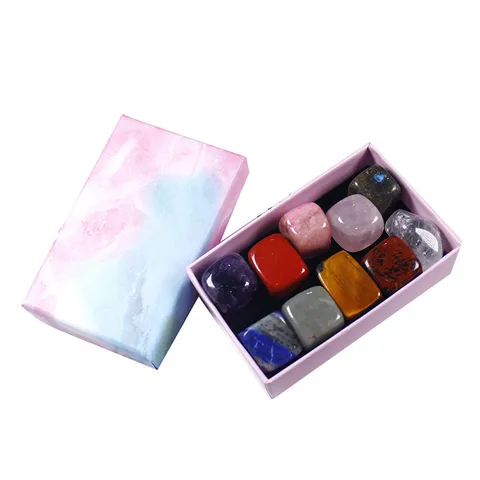Natural Crystal Mineral Specimen Box Set Polished Rough Rocks Crystals Collection Energy Stones Gift Box For Home Decoration Teaching