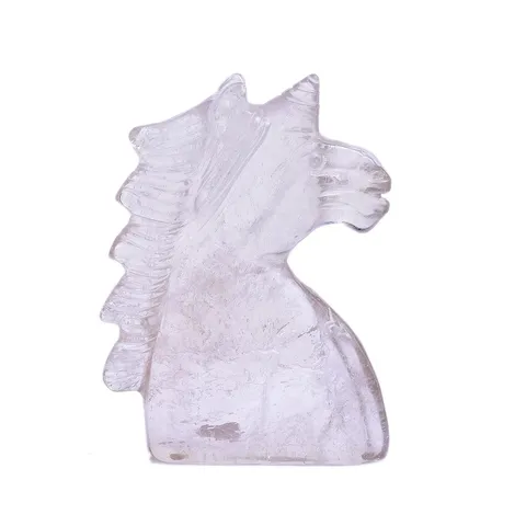 Natural White Crystal Unicorn Statue Hand-Carved Gemstone Unicorn Figurine Polished Crystal Stone Animal Sculpture For Home Office Desktop Decor Gift