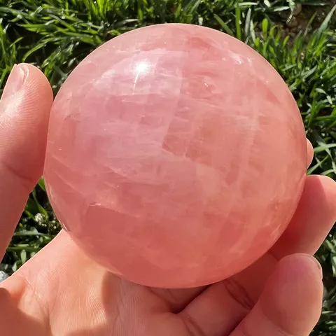 Natural Rose Quartz Crystal Sphere Ornament Polished Pink Quartz Healing Stone Ball For Home Office Desktop Feng Shui Decor Gift