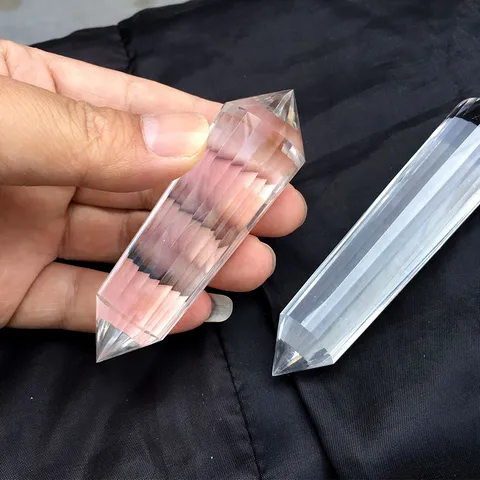 Natürlicher Bergkristall Vogel Kristallpunkt Doppelender 24 Facetten Facettierter Heilstein Stab Für Meditation Haus Deko