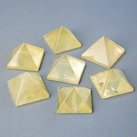 Natural Citrine Crystal Pyramid Energy Tower Feng Shui Ornament Geometric Desk Ornament Home Entrance Decoration Yellow Crystal Stone
