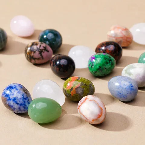 Natural Crystal Agate Easter Egg Set Polished Gemstone Egg Ornaments For Home Decor Spiritual Healing Stones Gift Box Set