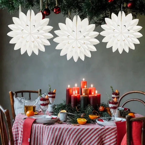 Christmas Snowflake Lampshade Hanging Ornament Origami Fan Paper Decor For Home Wedding Party Festival