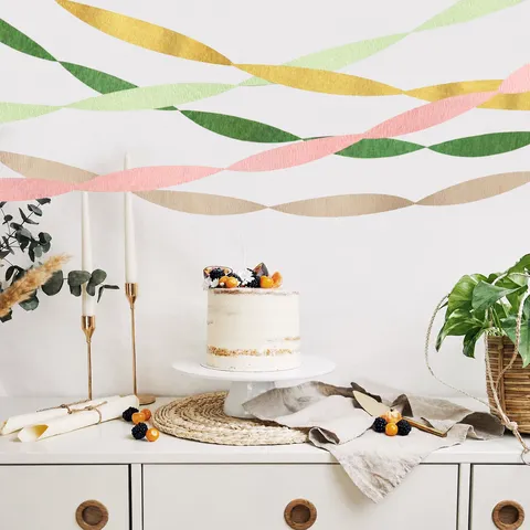 Ensemble de Rouleaux de Serpentins en Papier Crêpe Vert Sauge pour Anniversaire d'Enfant Fête de Mariage Décoration Murale de Fond Bricolage