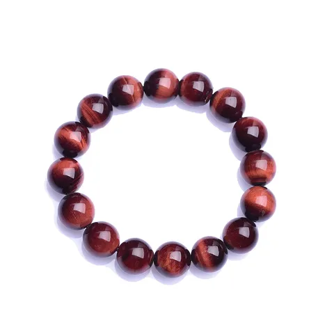 Natürliches Rotes Tigerauge Perlenarmband Für Damen Herren Schillerndes Kristall Rundes Edelstein Einsträngiges Elastisches Armband Schmuck Geschenk