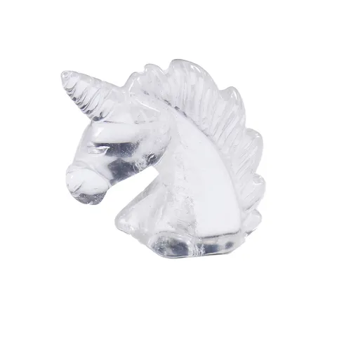 Natural Quartz Clear Crystal Hand-Carved Unicorn Figurine 2 Inch Semi-Precious Stone Sculpture Home Office Decor Ornament