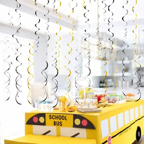 Decoraciones Colgantes en Espiral de Regreso a Clases Techo de Aula Serpentinas Remolinos Autobús Escolar Diseño Suministros de Fiesta