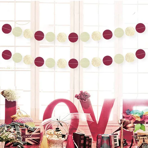 Guirnalda de Círculos de Papel Rojo y Dorado Pancarta Colgante para Fiesta de Cumpleaños Boda Escaparate Suministros de Decoración de Interiores